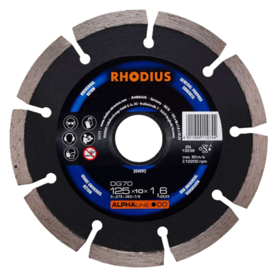 RHODIUS DG70 Diamantdoorslijpschijf 125mm – Beton / Steen